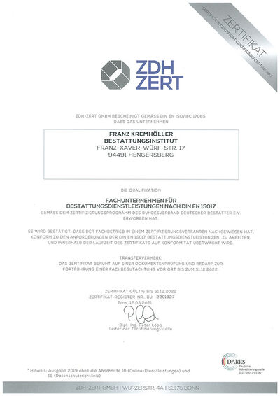 ZDH Zertifikat 